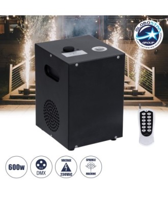 GLOBOSTAR® SPARKLE 51148 Stage Μηχανή Δαπέδου Άκαυστων Σπινθήρων Εφέ Συντριβανιού 600W AC 220-240V IP20 DMX512 Protocol & RF Ασύρματο Χειριστήριο - Μ18 x Π16.5 x Υ24cm - 1 Χρόνο Εγγύηση